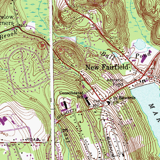 Topographic Map of New Fairfield Police Department, CT