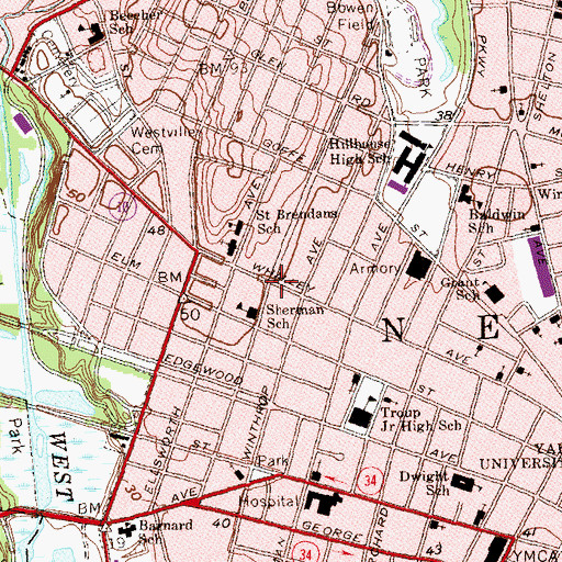 Topographic Map of New Haven Police Dept, CT