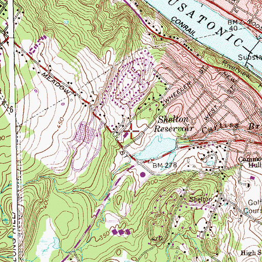 Topographic Map of Shelton Police Department, CT