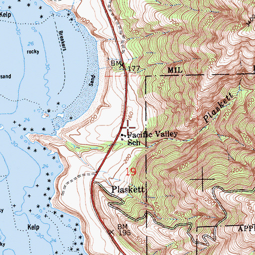 Topographic Map of Plaskett Creek Campground, CA