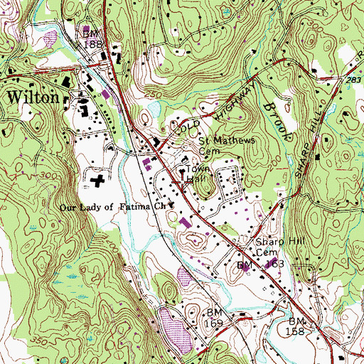 Topographic Map of Wilton Police Dept, CT