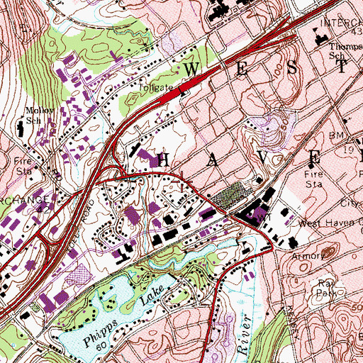 Topographic Map of West Haven Police Department, CT