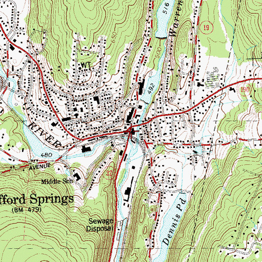 Topographic Map of Stafford Police Department, CT