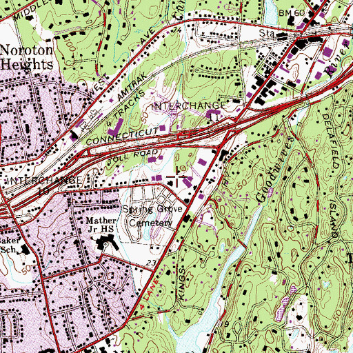 Topographic Map of Darien Police Department, CT