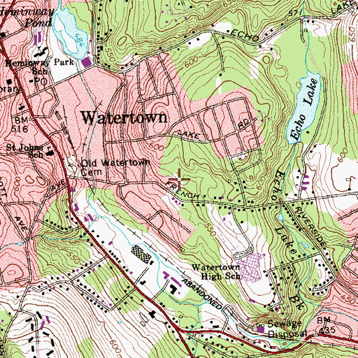 Topographic Map of Watertown Police Department, CT