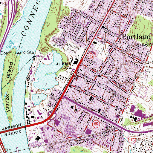 Topographic Map of Portland Police Department, CT