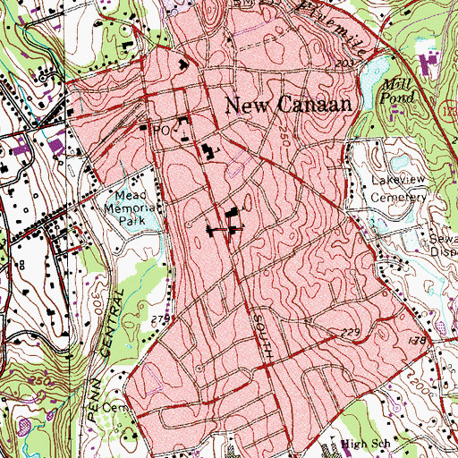Topographic Map of New Canaan Police Department, CT