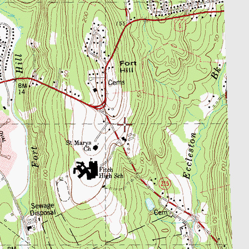 Topographic Map of Groton Police Department, CT