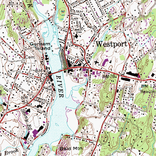 Topographic Map of Westport Police Department, CT