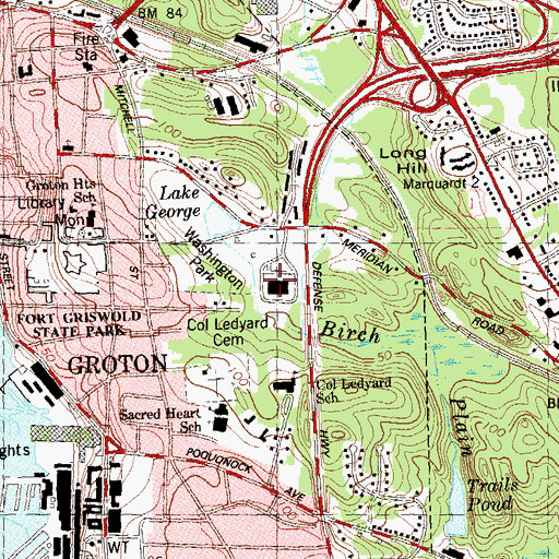 Topographic Map of Groton Police Department, CT