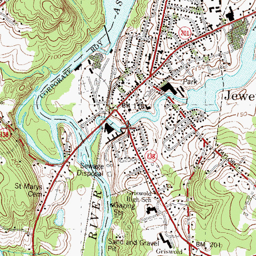 Topographic Map of Jewett City Resident State Patrol Office, CT