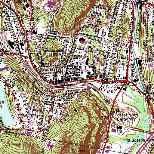 Topographic Map of Winsted Police Department, CT