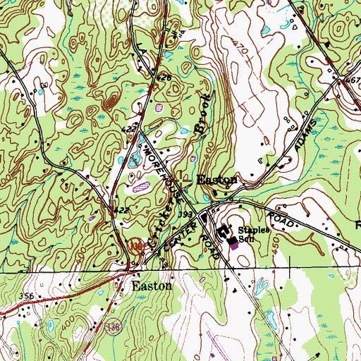 Topographic Map of Easton Town Police Department, CT