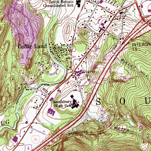 Topographic Map of Southbury Police Department, CT