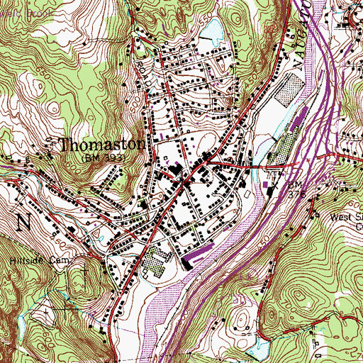 Topographic Map of Thomaston Police Department, CT