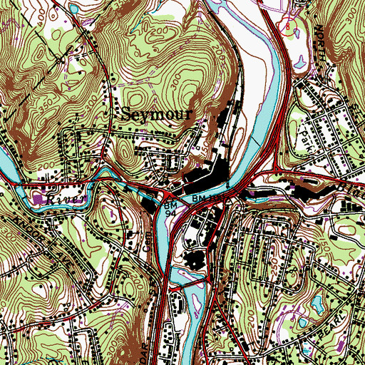 Topographic Map of Seymour Police Department, CT