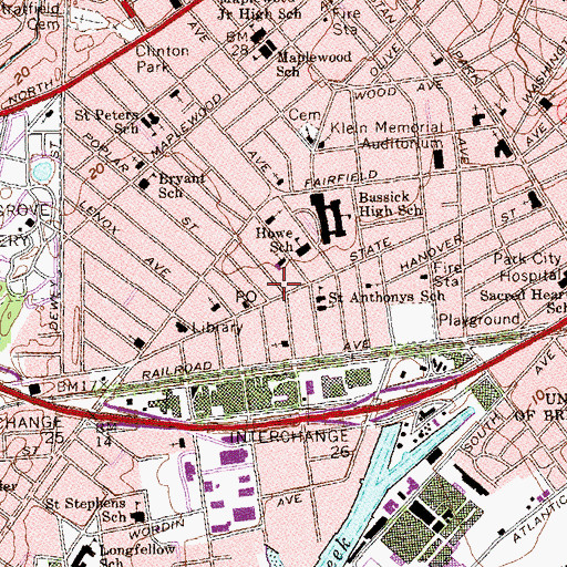 Topographic Map of Bridgeport Police Department West Precinct, CT