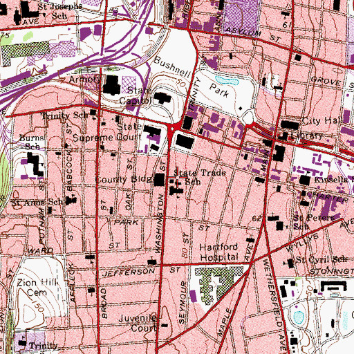 Topographic Map of Connecticut State Patrol Troop H, CT