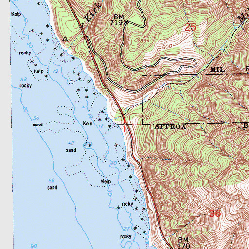 Topographic Map of Mill Creek Campground, CA