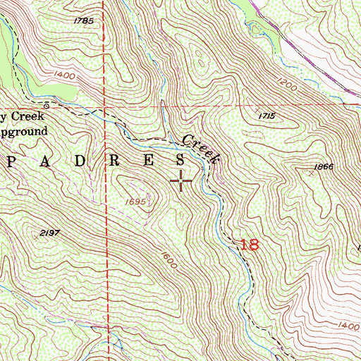 Topographic Map of Piney Creek Campground, CA