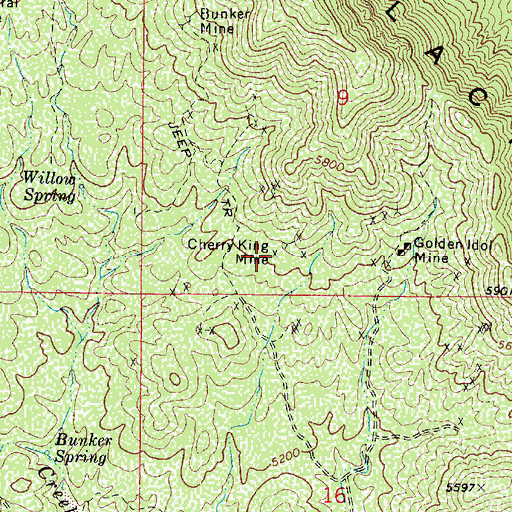 Topographic Map of Cherry King Mine, AZ