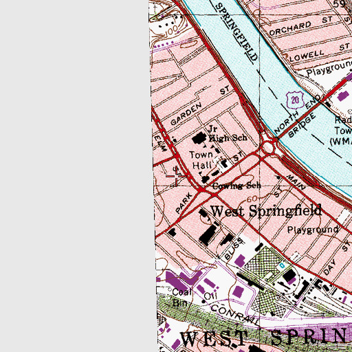 Topographic Map of West Springfield Police Department, MA