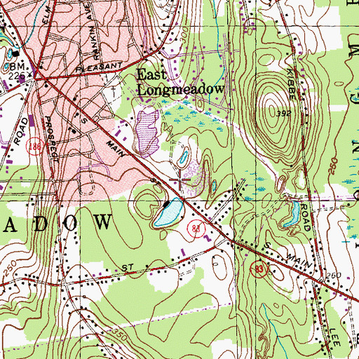 Topographic Map of East Longmeadow Police Department, MA