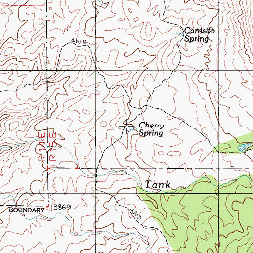Topographic Map of Cherry Spring, AZ