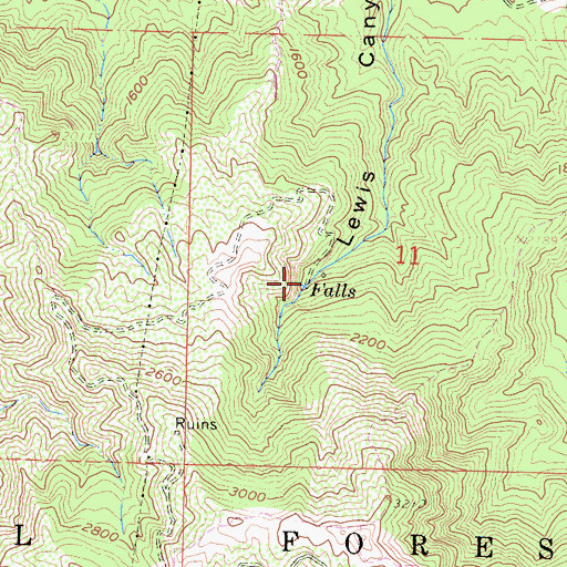Topographic Map of Wellhouse Falls, CA