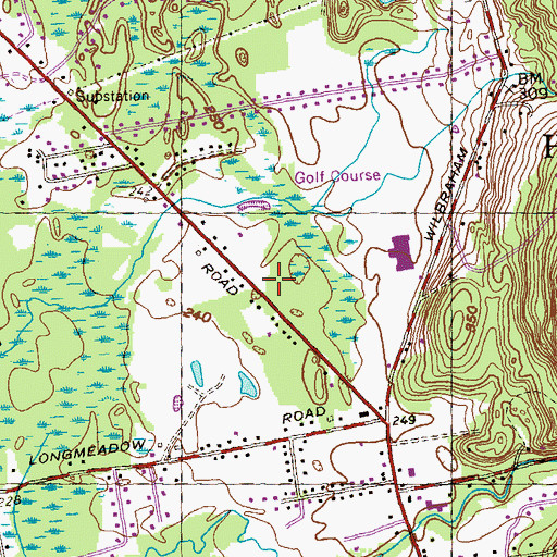 Topographic Map of Hampden Town Police Department, MA