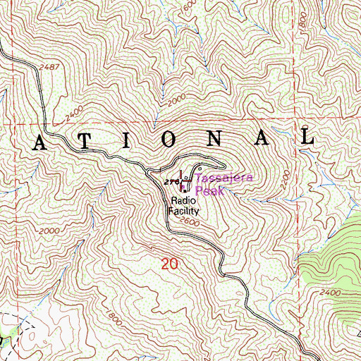 Topographic Map of Tassajera Peak Electronic Site, CA