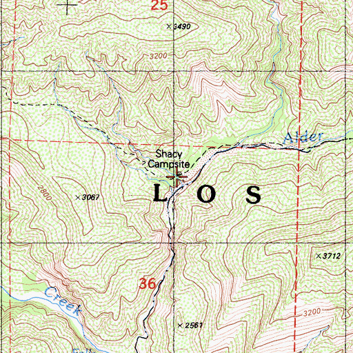 Topographic Map of Shady Camp, CA