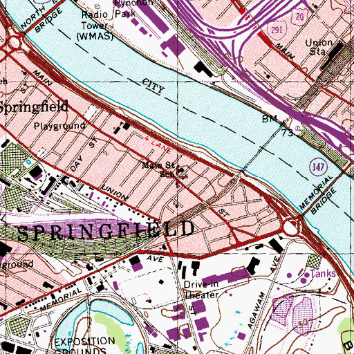 Topographic Map of West Springfield Police Department Substation, MA