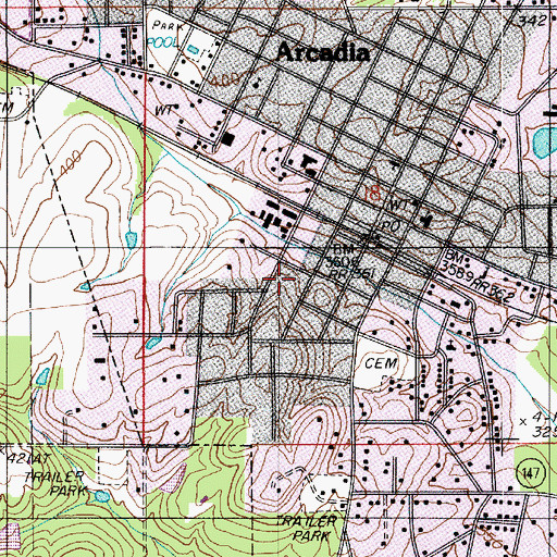 Topographic Map of Bienville Parish Sheriff's Office, LA