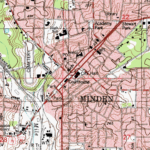 Topographic Map of Minden Police Department, LA