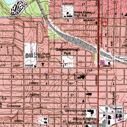Topographic Map of Shreveport Police Department District 7, LA