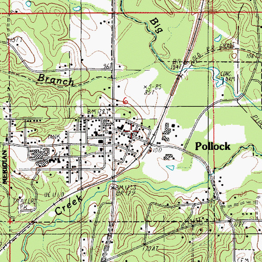 Topographic Map of Pollock Police Department, LA