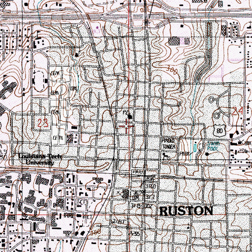 Topographic Map of Ruston Police Department, LA