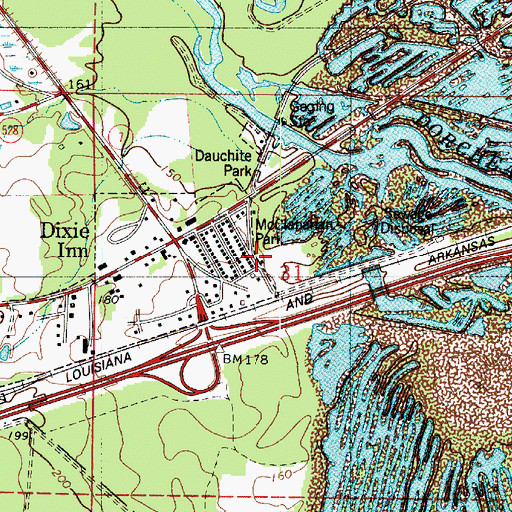 Topographic Map of Dixie Inn Village Police Department, LA
