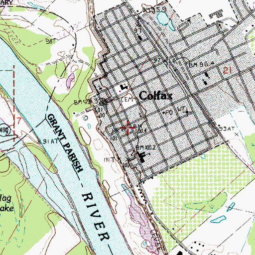 Topographic Map of Grant Parish Sheriffs Office, LA