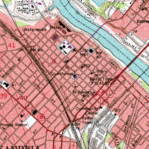 Topographic Map of Rapides Parish Sheriff's Office, LA