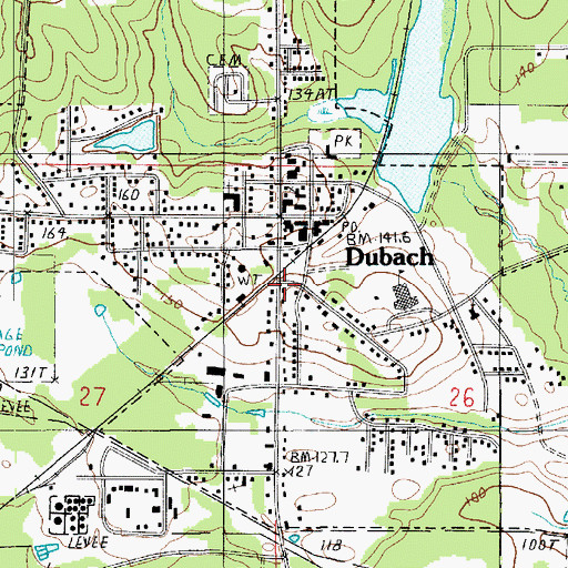 Topographic Map of Dubach Police Department, LA