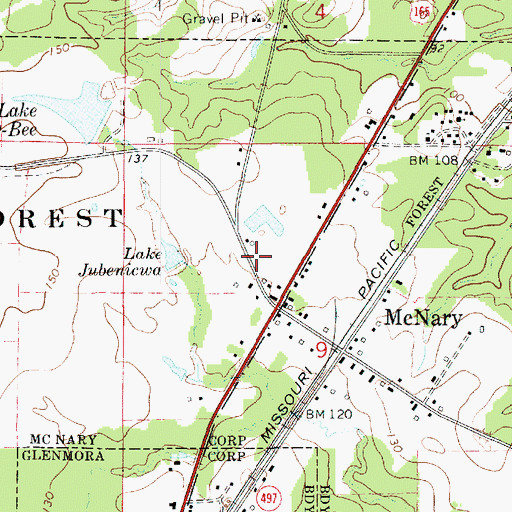 Topographic Map of McNary Police Department, LA