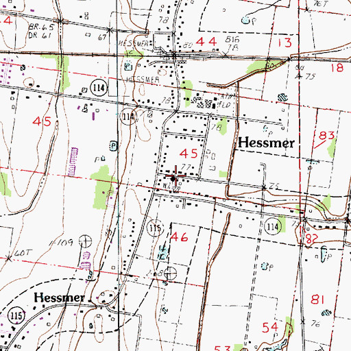 Topographic Map of Hessmer Police Department, LA
