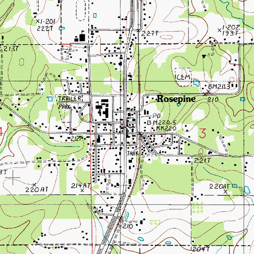 Topographic Map of Rosepine Town Marshal, LA