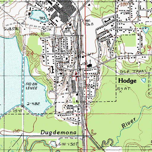 Topographic Map of Hodge Police Department, LA