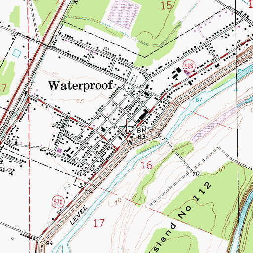 Topographic Map of Waterproof Police Department, LA