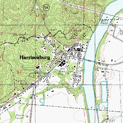 Topographic Map of Catahoula Parish Sheriff's Office, LA