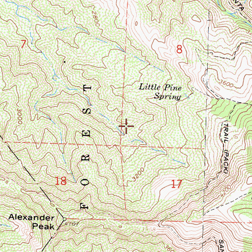 Topographic Map of Little Pine Spring RUstic Campsite, CA