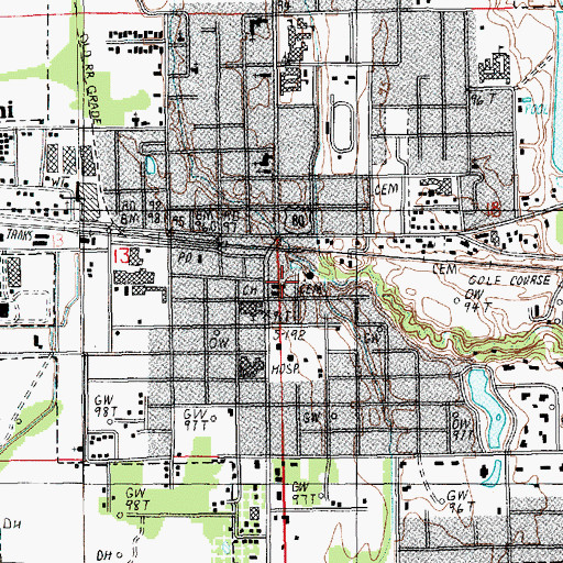 Topographic Map of Delhi Town Police Department, LA